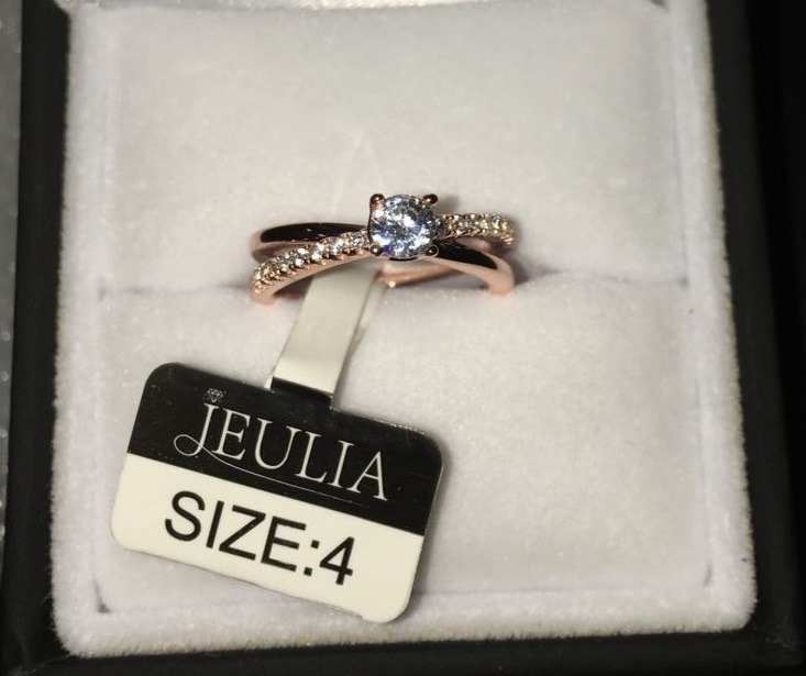 JEULIA ピンキーリング　ローズゴールド Jeulia Rose Gold Tone Round Cut Sterling Silver Promise Ring