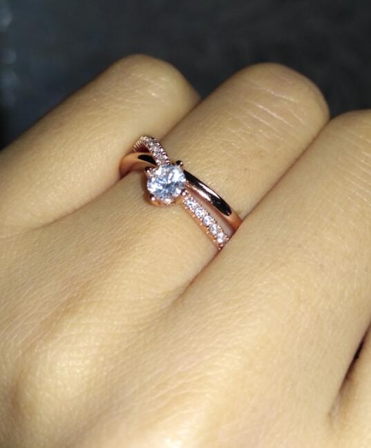 JEULIA ピンキーリング　ローズゴールド Jeulia Rose Gold Tone Round Cut Sterling Silver Promise Ring