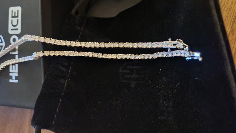 3mm Single Row Tennis Bracelet in White Gold - Helloice Jewelry